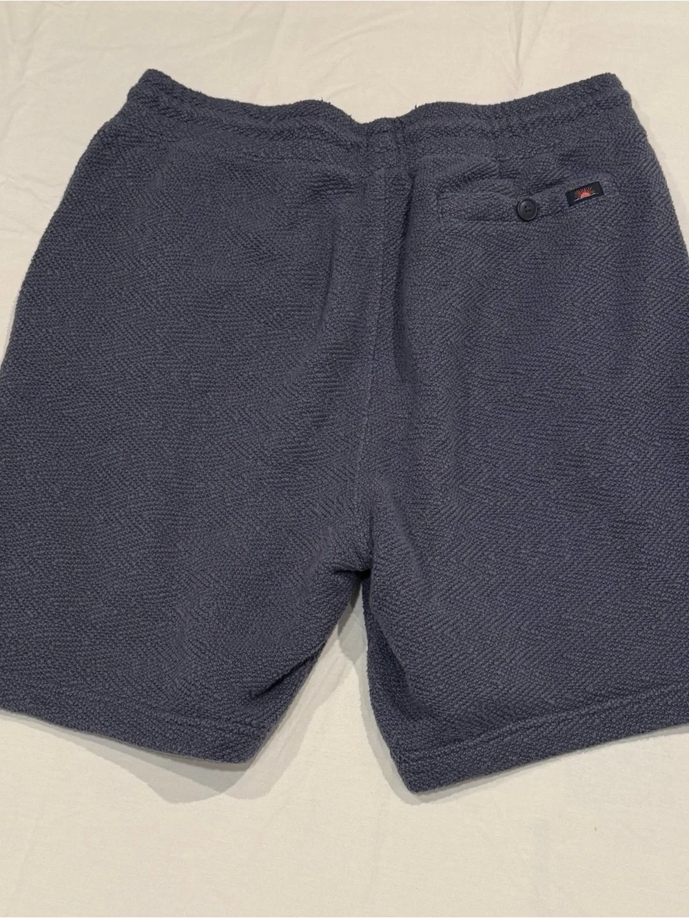Faherty Mens Whitewater Sweat Shorts L Blue Knitted herringbone Drawstring
